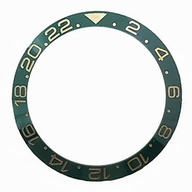 Imagem de HUAYUWA Anel de relógio com inserção de bisel de cerâmica/alumínio de 38 mm de diâmetro (com fita de 5 peças) adequado para GMT/SUB 40 mm acessórios de reparo de caixa de relógio (J, GMT, bisel de