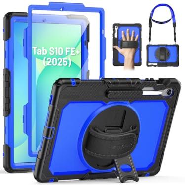 Imagem de SEYMAC Capa para Samsung Galaxy Tab S10 FE+/S10 FE Plus 5G 13,1 polegadas 2025, capa protetora resistente à prova de choque com protetor de tela, suporte, alça de mão/ombro e suporte para caneta, azul