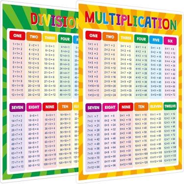 Imagem de SpriteGru Pôster de multiplicação e divisão, tabelas de horários de matemática totalmente laminadas, ferramentas educacionais de aprendizagem de matemática para crianças, aprendizado pré-escolar, sala