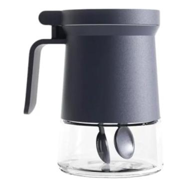 Imagem de Açucareiro de Vidro com Tampa e Colher, 350 ml, Recipiente Moderno para Cozinha, Organização de Especiarias, Organização de Cozinha, Casa Nova, Presente (preto)