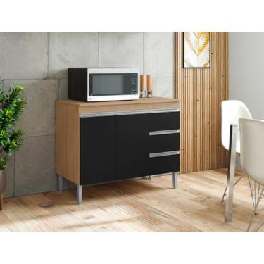 Imagem de Balcão Gabinete p/ Pia Andreia sem tampo 100 cm AJL Móveis - Amêndoa e