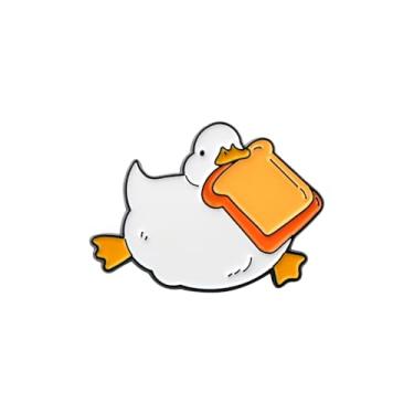 Imagem de AKTAP Presentes de pato para amantes de patos, broche engraçado de pato com torrada de pão, alfinetes de lapela pingentes de pato para roupas, mochilas, bolsas, alfinetes, Small, Aço inoxidável, Sem