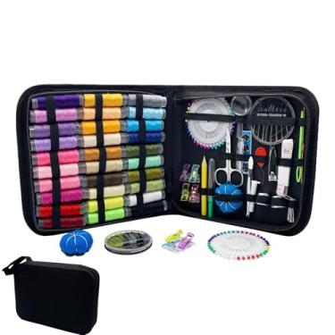 Imagem de Kit de Costura Doméstica - Suprimentos de Costura com Agulhas Linha 131 Peças | Acessórios de Bordado Portáteis para Iniciantes Presente para Família Adultos Avó