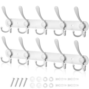 Imagem de Suporte de Parede em Aço Inoxidável com 5 Ganchos de 2 Peças, Gancho – Preto, Cabideiro de Parede, Gancho de Parede, Para Sacos de Toalha, Entrada, Banheiro, Cozinha, Armário, Quarto