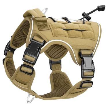 Imagem de Peitoral tático resistente para cães grandes, colete refletivo ajustável sem puxão com sistema Molle, controle de nível militar K9 para treinamento de serviço, atividades ao ar livre e mais de 10