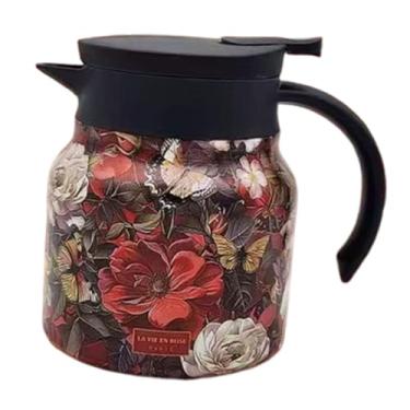 Imagem de ＫＬＫＣＭＳ Jarra de chá, jarra térmica para café, com infusor com tampa, cafeteira para bebidas quentes, recipiente para bebidas para chás Pu'er maduros, Vermelho