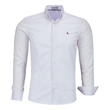 Imagem de Camisa Listrada Social Slim Masculina Amil Manga Longa 1821, Rosa, Cla