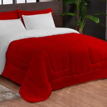 Imagem de Kit Edredom Casal 3 Peças Dupla Face com Fronhas – Macio e Econômico para o Frio(EU TE AMO VER BRANCO)