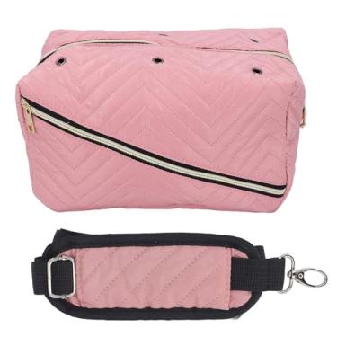 Imagem de Saco de maconha de tricô Organizador de crochê Bolsa de viagem com ombros ajustáveis ombro ombros ombros (Róseo)