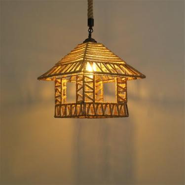 Imagem de Contemporâneo Corda De Cânhamo Restaurante Lâmpada Pendente Estilo Industrial Retro Internet Café Bar Quarto Roupa Loja Balcão Bar Candelabro (F D30CM)