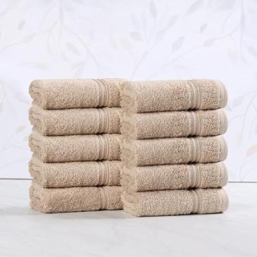 Imagem de SUPERIOR Conjunto de toalhas de rosto de algodão egípcio Heritage, toalhas pequenas para banheiro doméstico, academia, spa, itens essenciais de decoração de casa, toalhas absorventes, pacote com 10