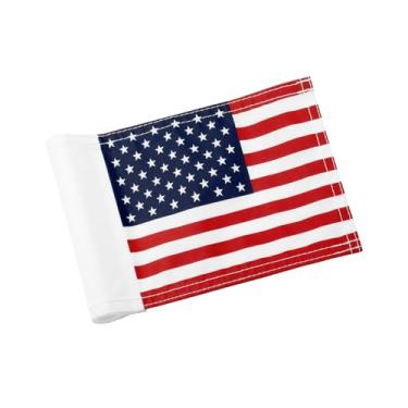 Imagem de KINGTOP Bandeira de golfe dos EUA, bandeiras americanas de costura dupla, bandeira de tubo de regulação, bandeira verde prática de colocação para quintal, mini bandeiras de nylon 420D, 20 cm C x 15 cm