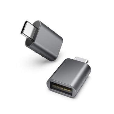 Imagem de Syntech Pacote de 2 adaptadores USB C para USB, USB 3.0 fêmea para Thunderbolt 4/3 compatível com MacBook Pro Air 2024, Surface, iPad, iPhone, Galaxy Notebook, XPS e mais dispositivos tipo C, cinza