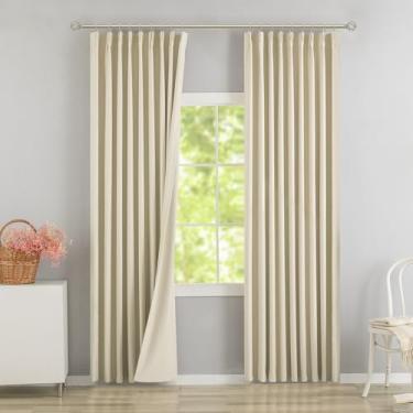 Imagem de DONREN Cortinas blackout plissadas com abas traseiras Cream Pinch 152 cm L x 241 cm C