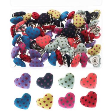 Imagem de yyangz 1 caixa de 60 peças cores coração bolinhas pano fivela pinos outdoor tachinhas para quadros de cortiça paredes fixação mapas notas fotos