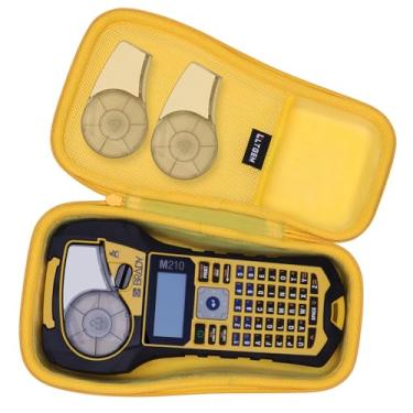 Imagem de LTGEM Label Maker Capa compatível com impressora de etiquetas portátil Brady M210/ M210-LAB, borda preta/amarela, 27,4 cm C x 14,7 cm L x 10 cm A