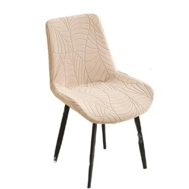 Imagem de Capas para cadeiras curvas com estampa de folhas jacquard, 1/2/4/6 peças, elásticas, protetoras de assento para hotel, casamento, cozinha e banquete (capa para cadeira cáqui 2 peças/A6)