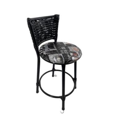 Imagem de Kit banqueta baixa de junco cozinha americana gourmet bistrô - FortMix