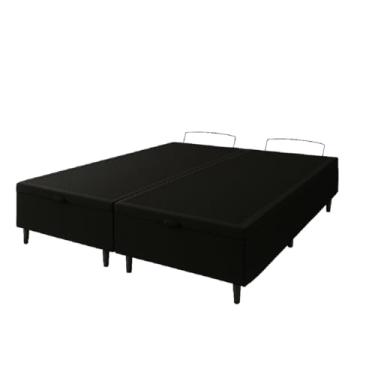 Imagem de Cama Box Bau 1,38 Bipartida Premium Blindada e Base Reforçada (Suede, Preto)