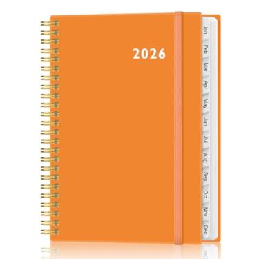 Imagem de Agenda 2025-2026 - Agenda acadêmica 2025-2026 de julho de 2025 a junho de 2026, agenda semanal e mensal encadernada em espiral com 12 abas mensais, bolso interno, 16,3 cm x 21,6 cm, flor rosa