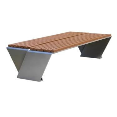 Imagem de Banco de jantar, cadeira de parque de aço inoxidável frente única, banco de plástico de madeira, assento de jardim de fileira dupla, móveis de assento ao ar livre