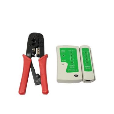Imagem de Alicate De Crimpar RJ45 Com Catraca 568R + Testador De Cabo Rj45 E Rj1