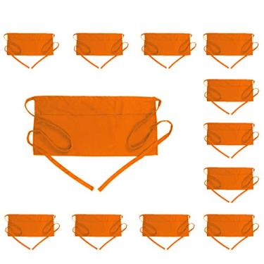 Imagem de Avental ajustável BOHARERS – resistente à água com 2 bolsos Aventais de cozinha para mulheres, homens, chefes, tamanho grande, 68,58 x 73,66 cm com alça de 96,52 cm, preto, Laranja, 12 Pack