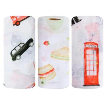 Imagem de Cobertor Swaddle Baby Baby 100% algodão, pacote com 3 unidades, tão br