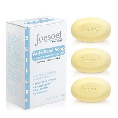 Imagem de Joesoef Sabonete anti-acne, enxofre vulcânico natural 10%, para pele oleosa a normal, 100 ml (pacote com 3)