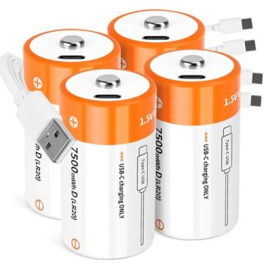 Imagem de Baterias D recarregáveis TEMIBATT 1,5 V 7500mWh, pacote com 4 unidades