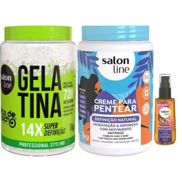 Imagem de Kit Salon Line Gelatina 1kg + Creme De Pentear Definição Natural 1Kg +