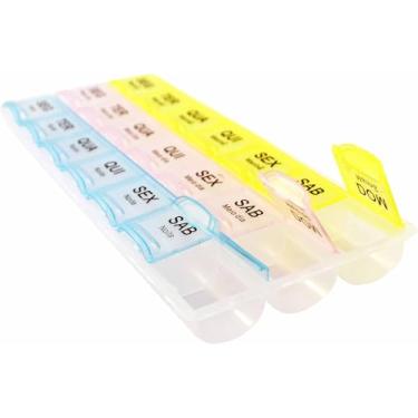 Imagem de Porta Comprimidos Organizador de Remédios Semanal Divisão Manhã Tarde Noite 7 Dias, Estojo para Medicamentos Remédios Vitaminas Capsulas