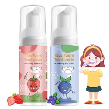 Imagem de Pasta de dente infantil de espuma, enxaguante bucal infantil com sabor de frutas - Creme dental infantil para crianças, 360ºCare fórmulas naturais anticavidade com flúor para escovas de dentes