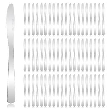 Imagem de SENONAPO 160 facas de jantar de aço inoxidável, faca de manteiga de 21 cm, facas espalhadoras de talheres de longa duração para bife, mesa, cozinha, casa e restaurante (prata)