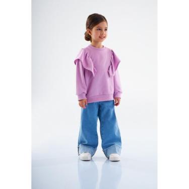 Imagem de Blusão em Moletom com Babado Infantil para Meninas Up Baby, Roxo, 2