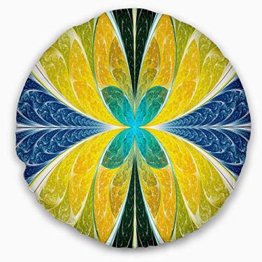 Imagem de Design de vitral fractal amarelo, sala de estar, sofá, almofada de alta qualidade + capa de almofada impressa em ambos os lados 40 cm