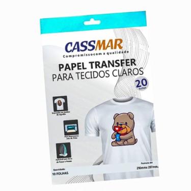 Imagem de Papel Transfer Jato De Tinta A4 Tecidos Claros 150g/m² Cassmar 20 Fls