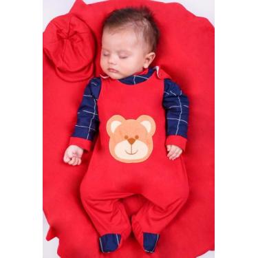 Imagem de Saída de Maternidade Menino Jardineira Urso 04 peças - Maribaby enxova