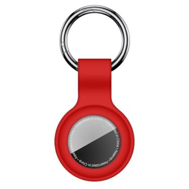 Imagem de Linsaner Compatível com AirTag, porta-chaves de silicone para AirTag, porta-chaves para AirTags, corrente de etiquetas para Apple para AirTag, GPS, acessórios para localizadores de itens, vermelho