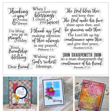 Imagem de Briartw Carimbos de inspiração de 10 x 15 cm - Conjunto de carimbos claros de amizade e bênçãos - Frases edificantes e versículos bíblicos - Perfeito para adição ao artesanato, criação de cartões e