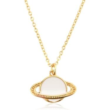 Imagem de Colar 925 Sterling Silver Golden Thin Chain Planet Earth Shape Pingente Colar De Corrente Las Fashion Colar Ajustável Para Mulheres, Gold White