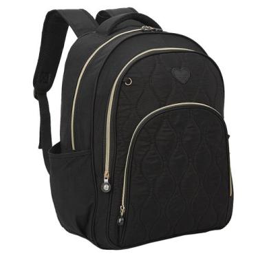Imagem de Mochila Kika Soft Costa Feminina Grande Escolar Faculdade, Preto
