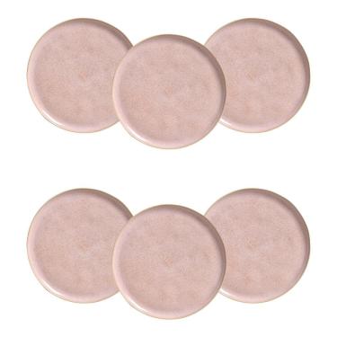 Imagem de Conjunto de Pratos Rasos Porto Brasil Bio Litchi Rosa Claro 29cm – 6 Peças