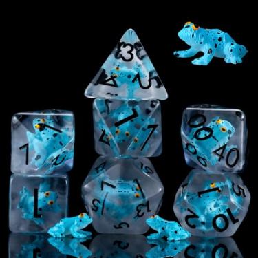 Imagem de Frog DND Dice Set, Resin Frog Blue Polyhedral D&D Dice Animal Inclusion Dice for Dungeons and Dragons MTG RPG Board Games
