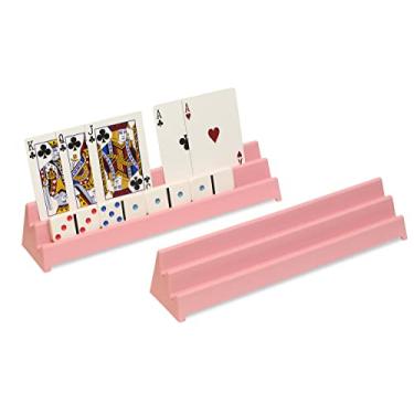 Imagem de GameTamer Playing Card Holder and Domino Rack for Hands Free Game Play and Board Game Organization (Card Tamers - Set of 2, Pink)
