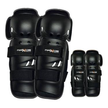 Imagem de 2X Kit Joelheira Cotoveleira Mx Preta Mattos Racing Trilha M