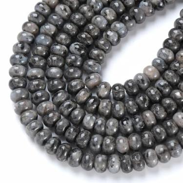 Imagem de 5 x 8 mm, 72 peças, tubo de labradorita preta, Rondelle, abaco, disco, espaçador, contas soltas para fabricação de joias
