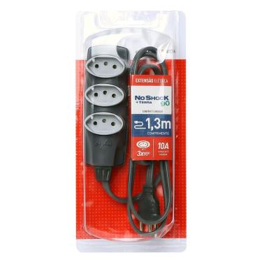 Imagem de Extensao Noshock 90 Pp 3x0,75 2p+t 10a Grafite 1,3 Metros Dn1906
