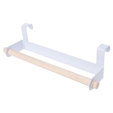 Imagem de Não requer perfuração, suporte para rolo de papel de cozinha, porta-toalhas, cabide para lenços de papel sob a porta do armário, instalação simples, branco, 26×8×6 cm