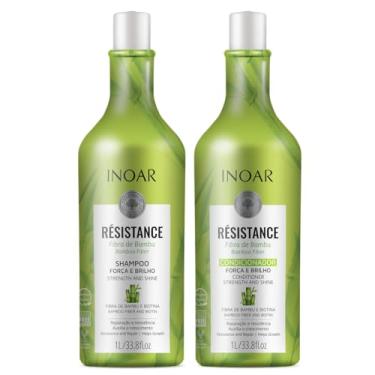 Imagem de Inoar, Kit Resistance Bambu – Shampoo e Condicionador 1L, Fortalecimento e Crescimento Capilar, Hidratação e Brilho, Para Cabelos Danificados ou Quebradiços